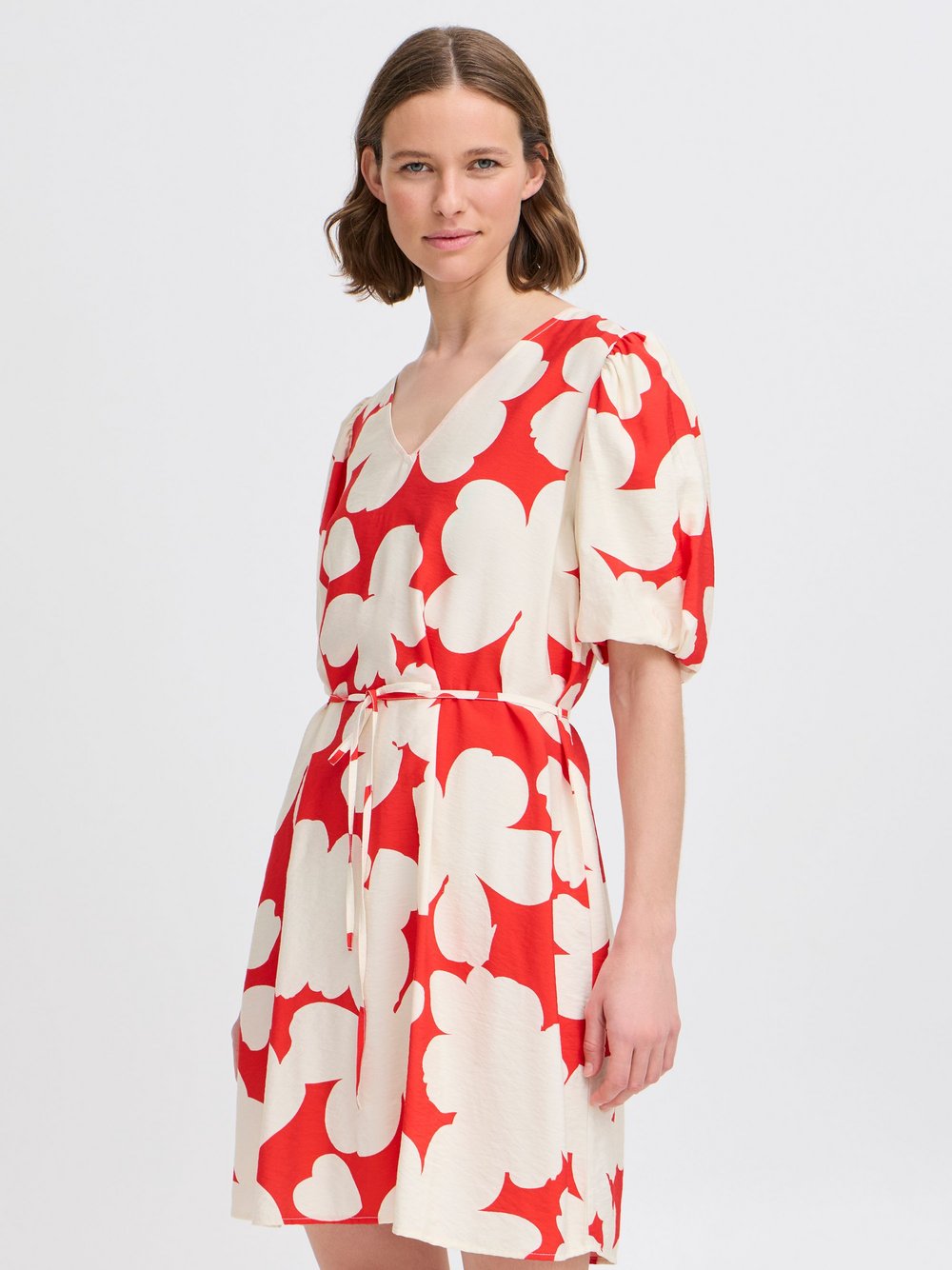 Thumbnail - B.Young Minikleid Damen Viskose rot gemustert, 38