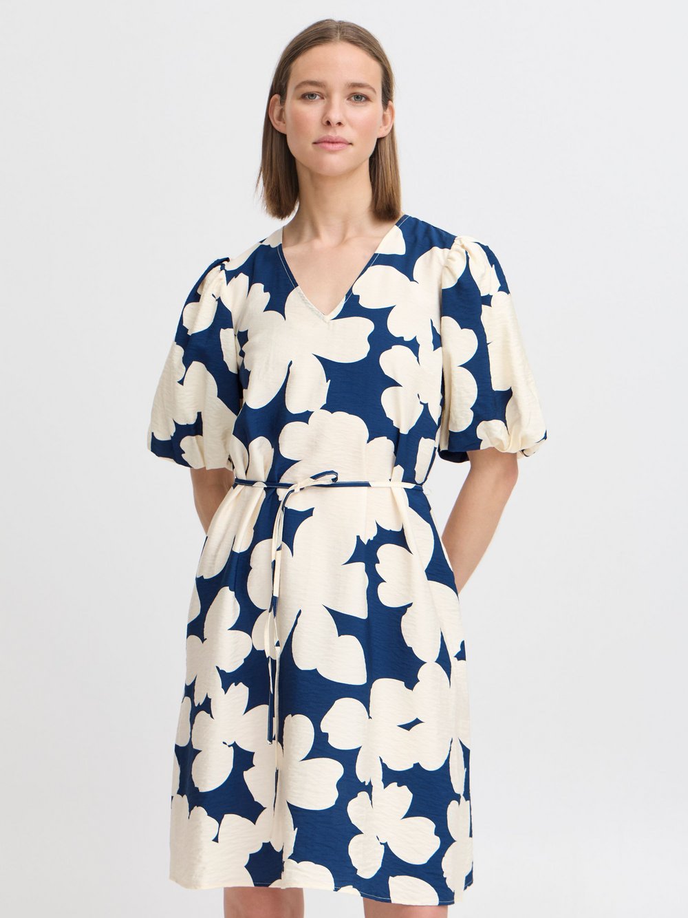 B.Young Minikleid Damen Viskose blau gemustert, 40