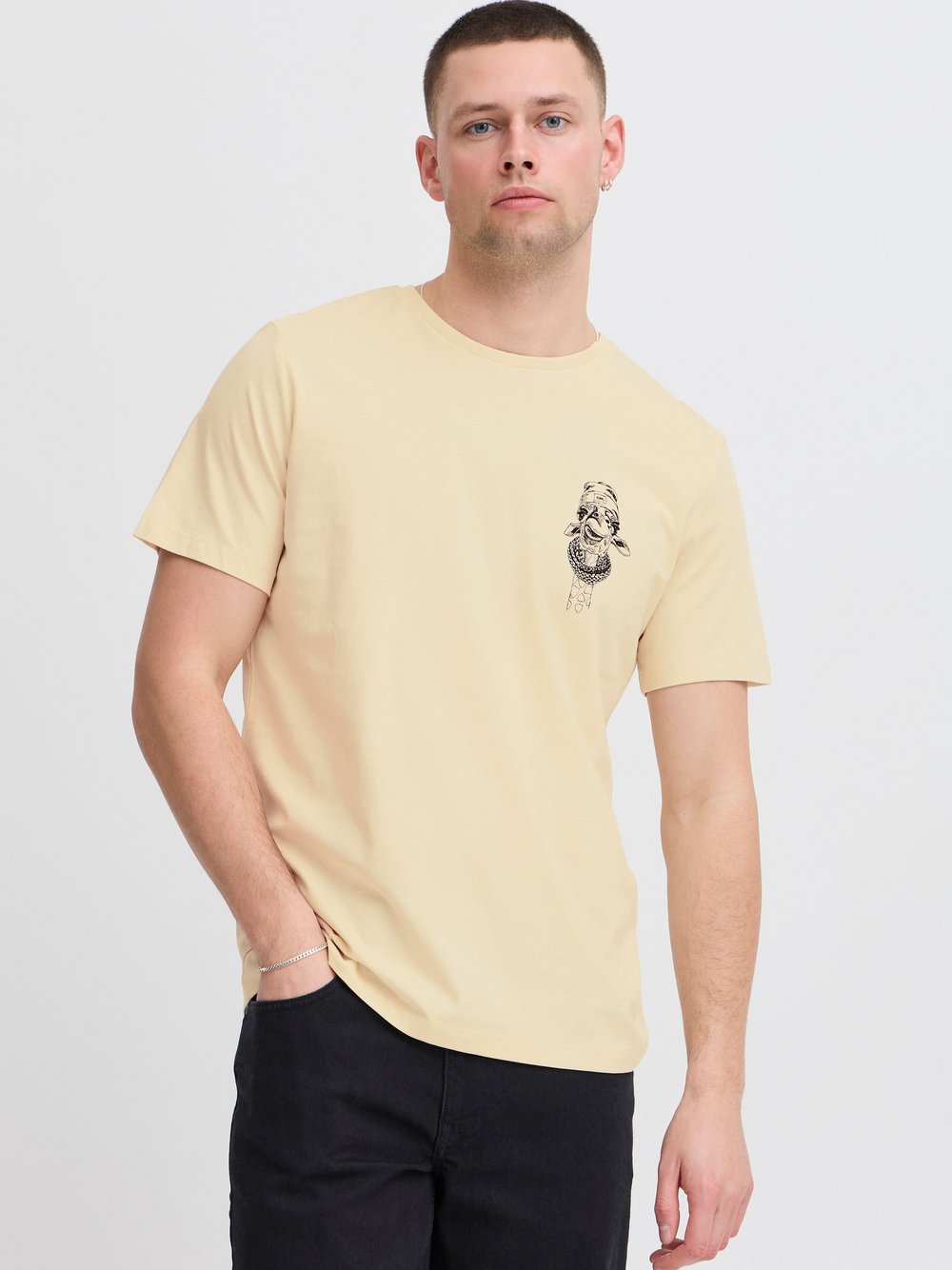 BLEND T-Shirt Herren Baumwolle beige bedruckt, XL