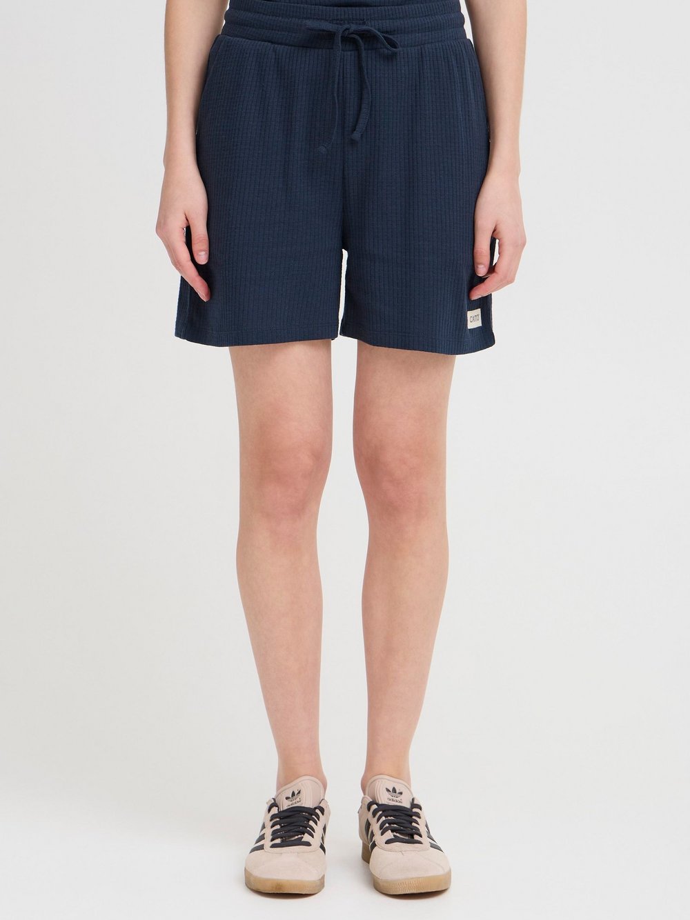 Thumbnail - OXMO Shorts Damen Baumwolle blau strukturiert, M