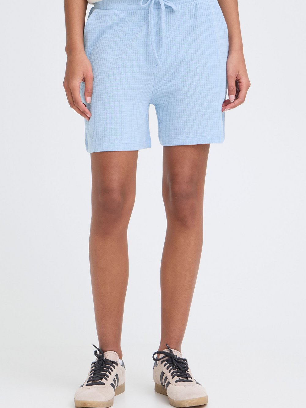 OXMO Shorts Damen Baumwolle blau strukturiert, L
