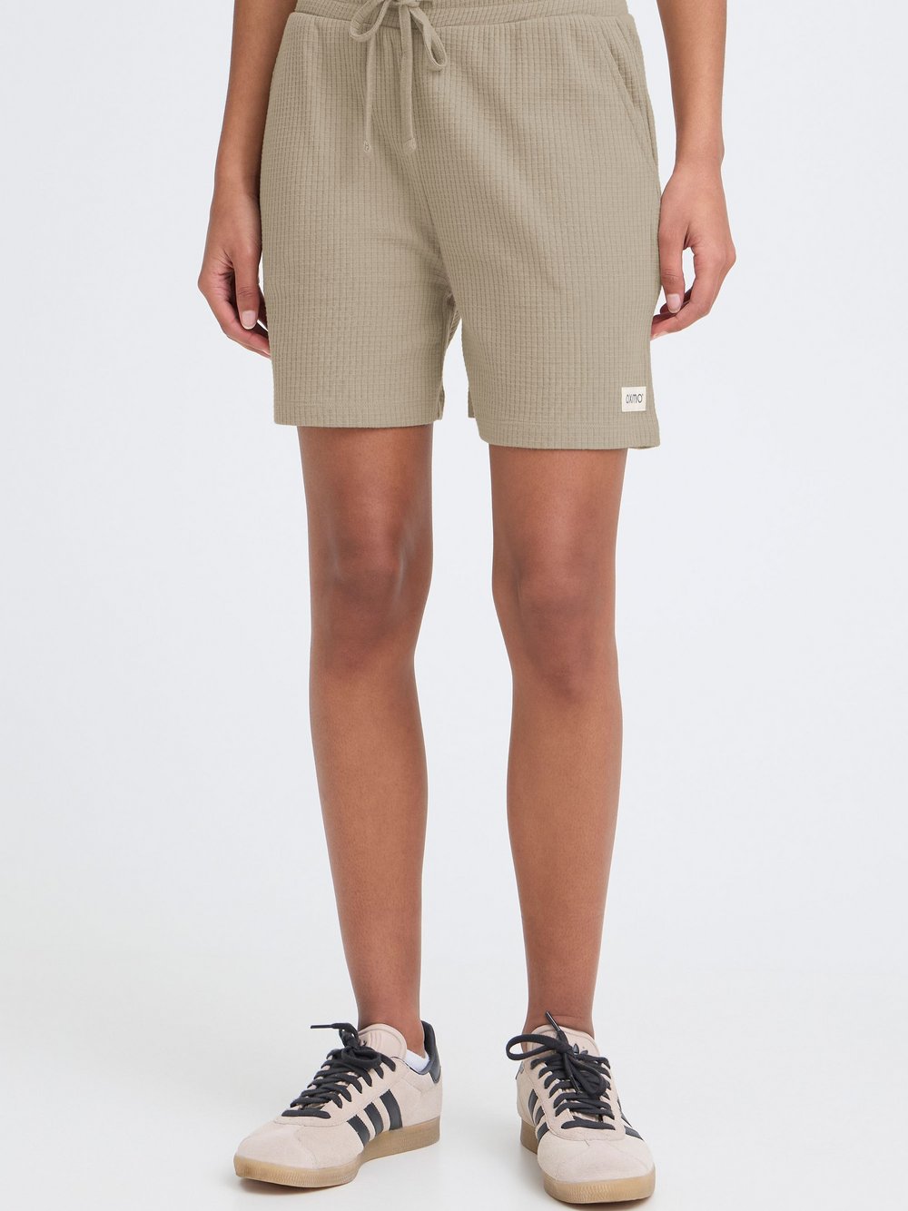 OXMO Shorts Damen Baumwolle beige strukturiert, M