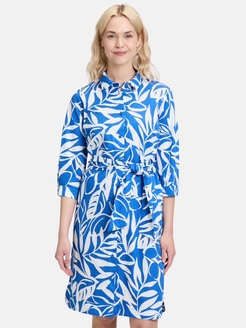 Betty Barclay Hemdblusenkleid Damen Baumwolle blau gemustert, 36