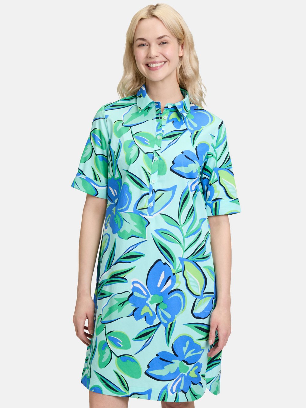 Betty Barclay Hemdblusenkleid Damen Baumwolle grün bedruckt, 36