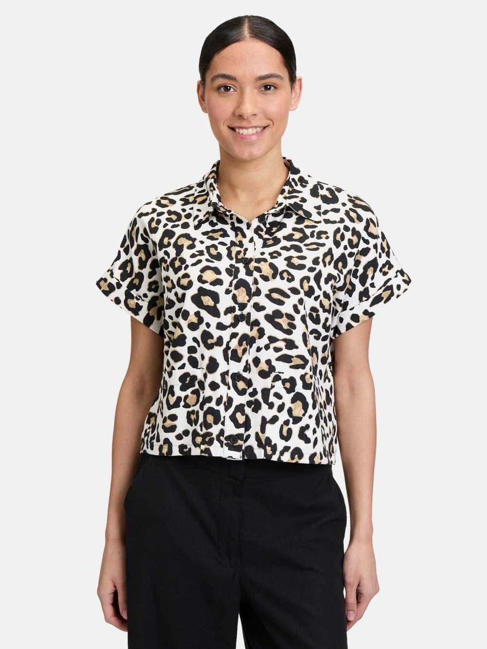 Betty Barclay Hemdbluse Damen Leinen weiß gemustert, 36