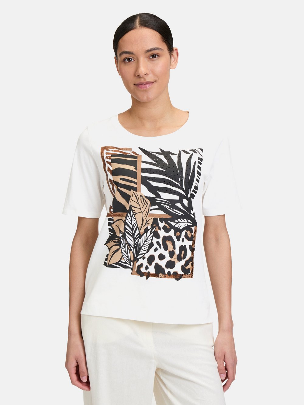 Betty Barclay Basic Shirt Damen Baumwolle weiß bedruckt, 42