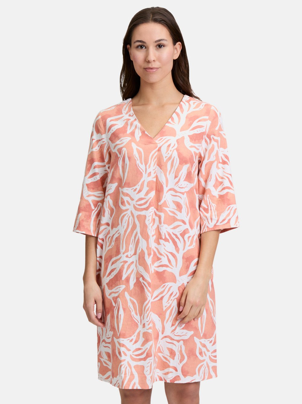 Thumbnail - Cartoon Sommerkleid Damen Leinen mehrfarbig gemustert, 40