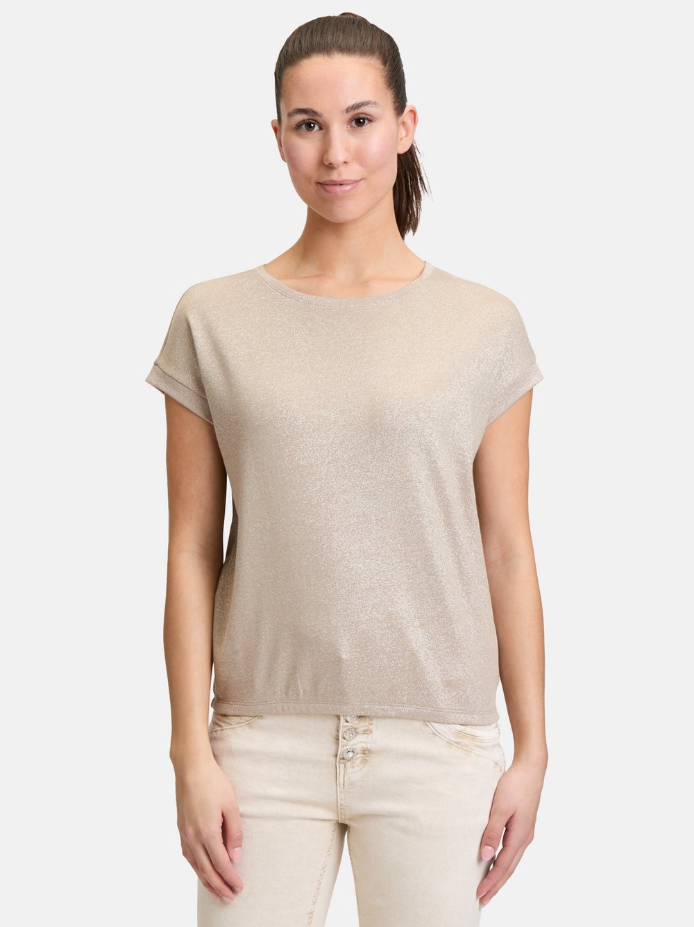 Cartoon Casual-Shirt Damen Baumwolle beige, 38