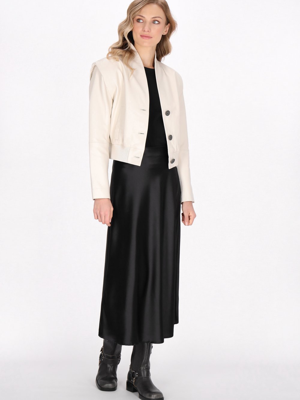 Dreimaster Jacke Damen Leder weiß, XL