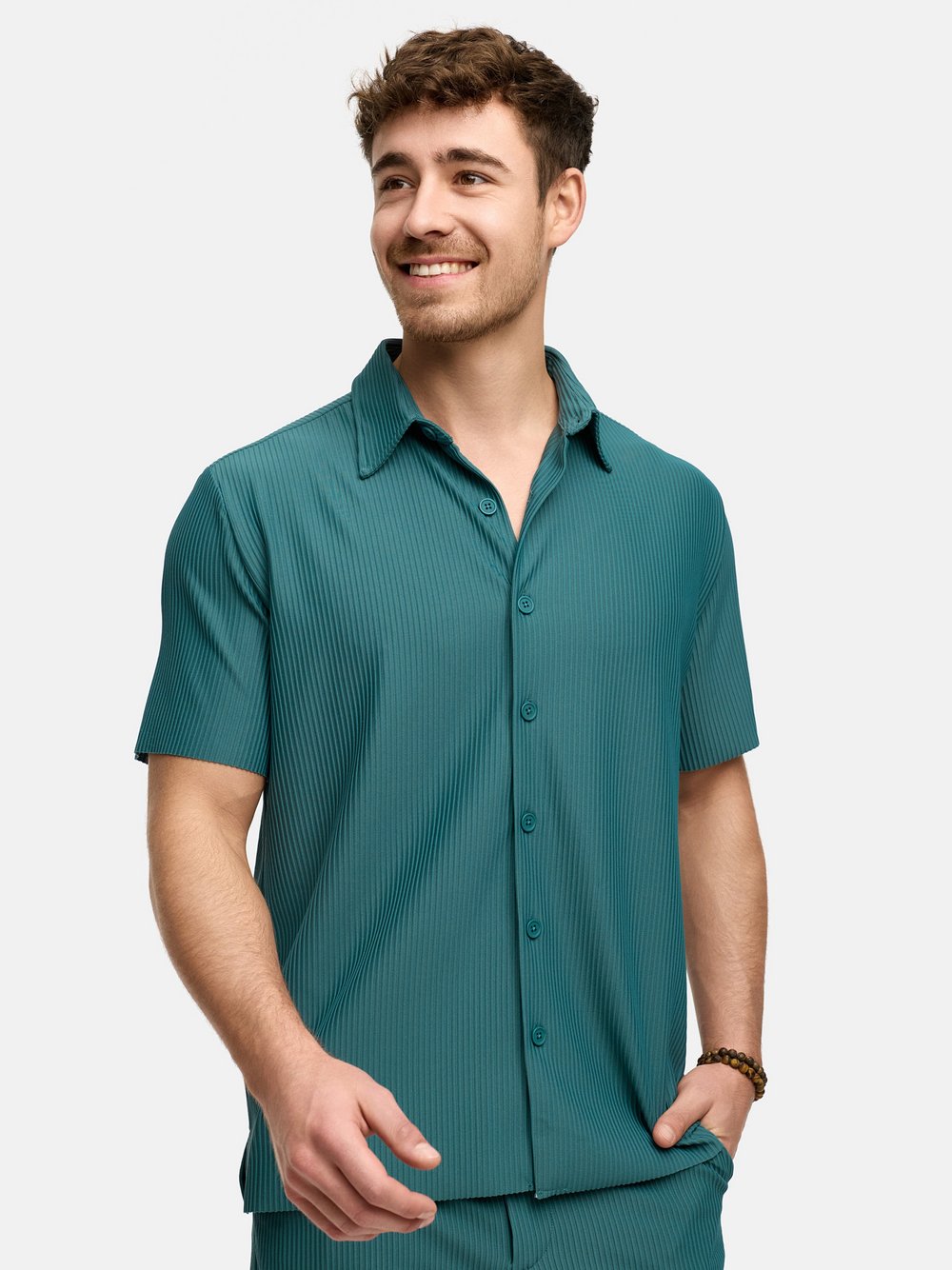 Indicode Hemd Kurzarm Herren Regular Fit grün gestreift, XXL