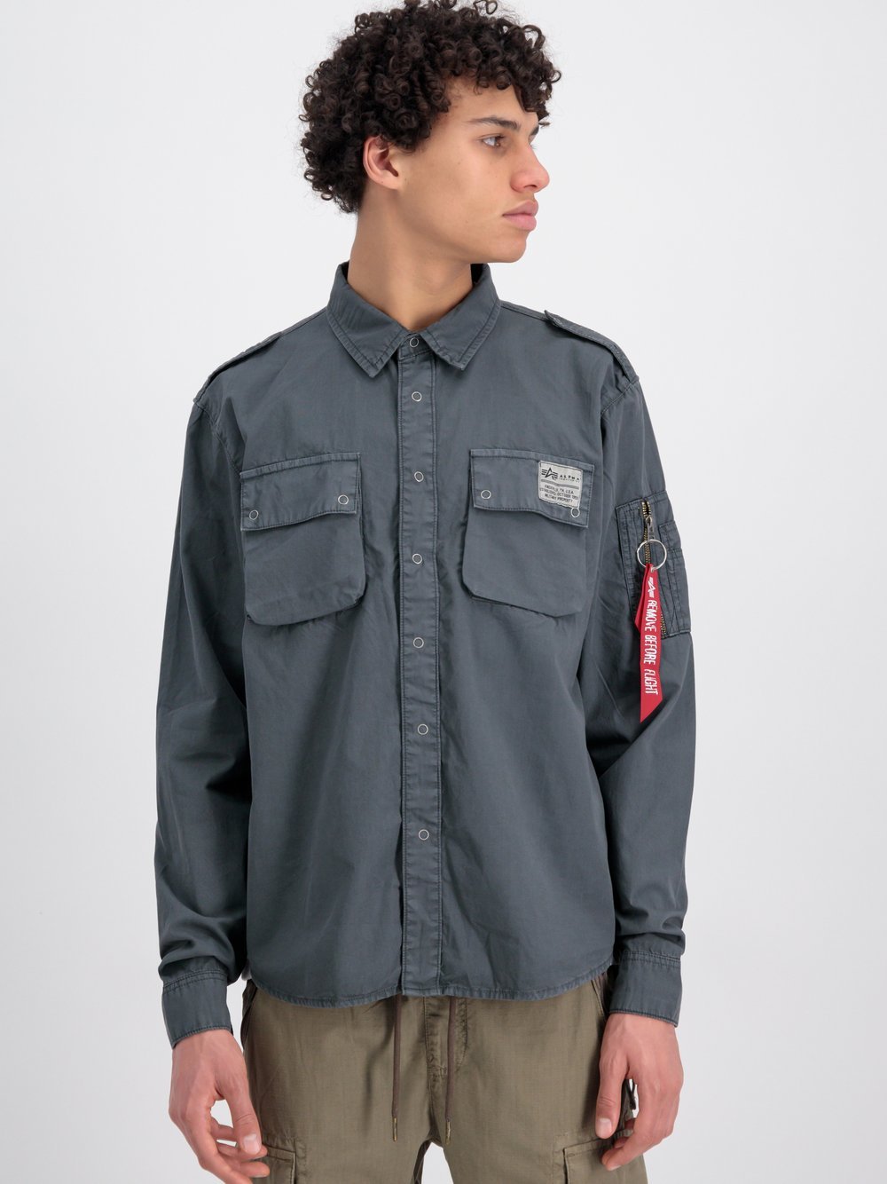 Alpha Industries Hemd Herren Baumwolle grau, M