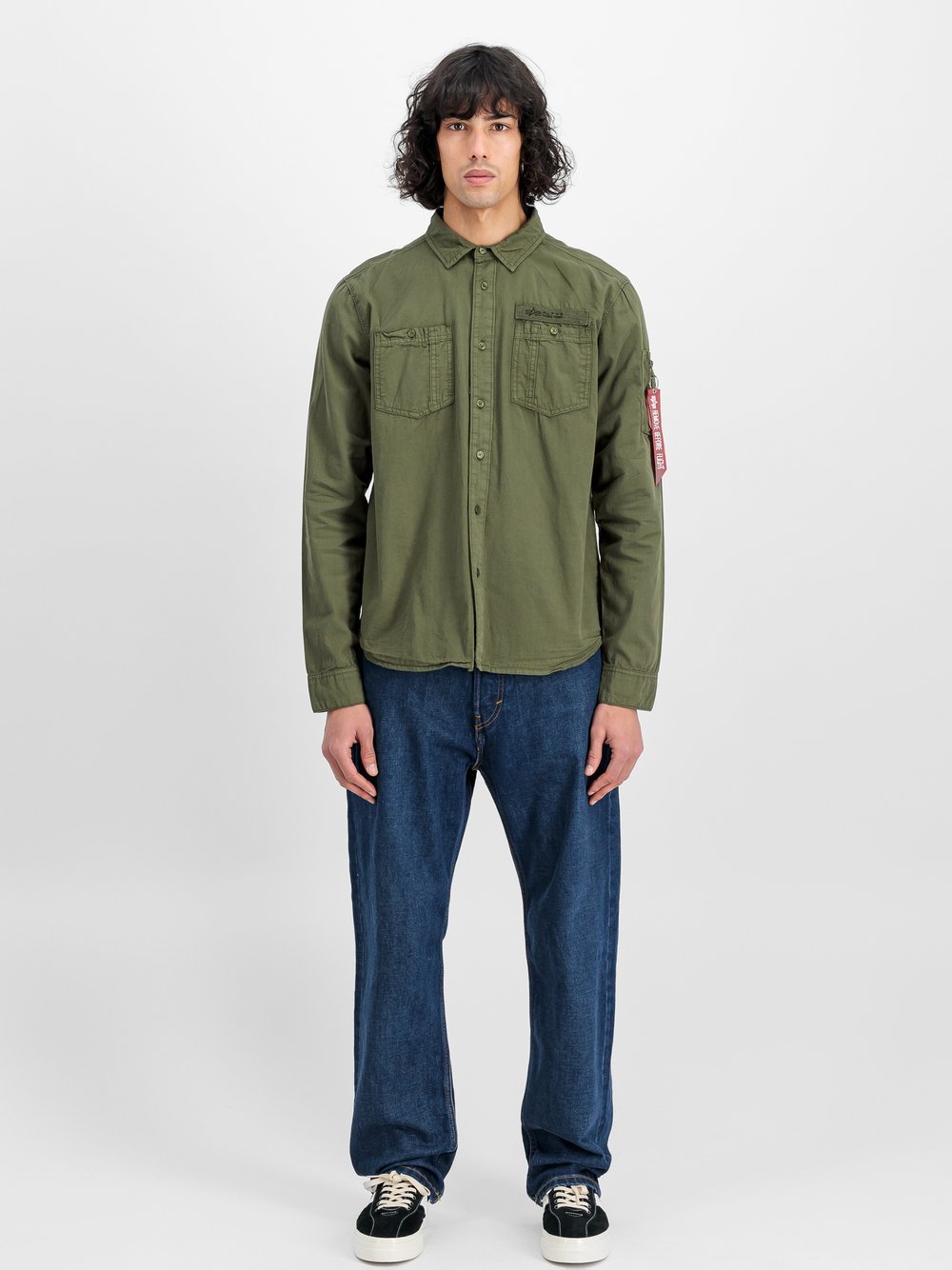 Alpha Industries Hemd Herren Baumwolle grün bedruckt, L