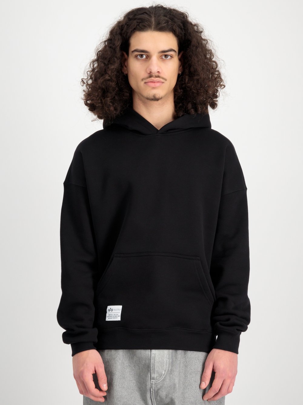 Thumbnail - Alpha Industries Kapuzensweatshirt Herren Baumwolle schwarz bedruckt, S