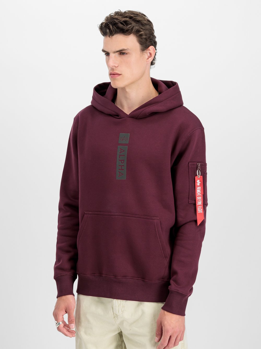 Alpha Industries Kapuzensweatshirt Herren Baumwolle rot bedruckt, L