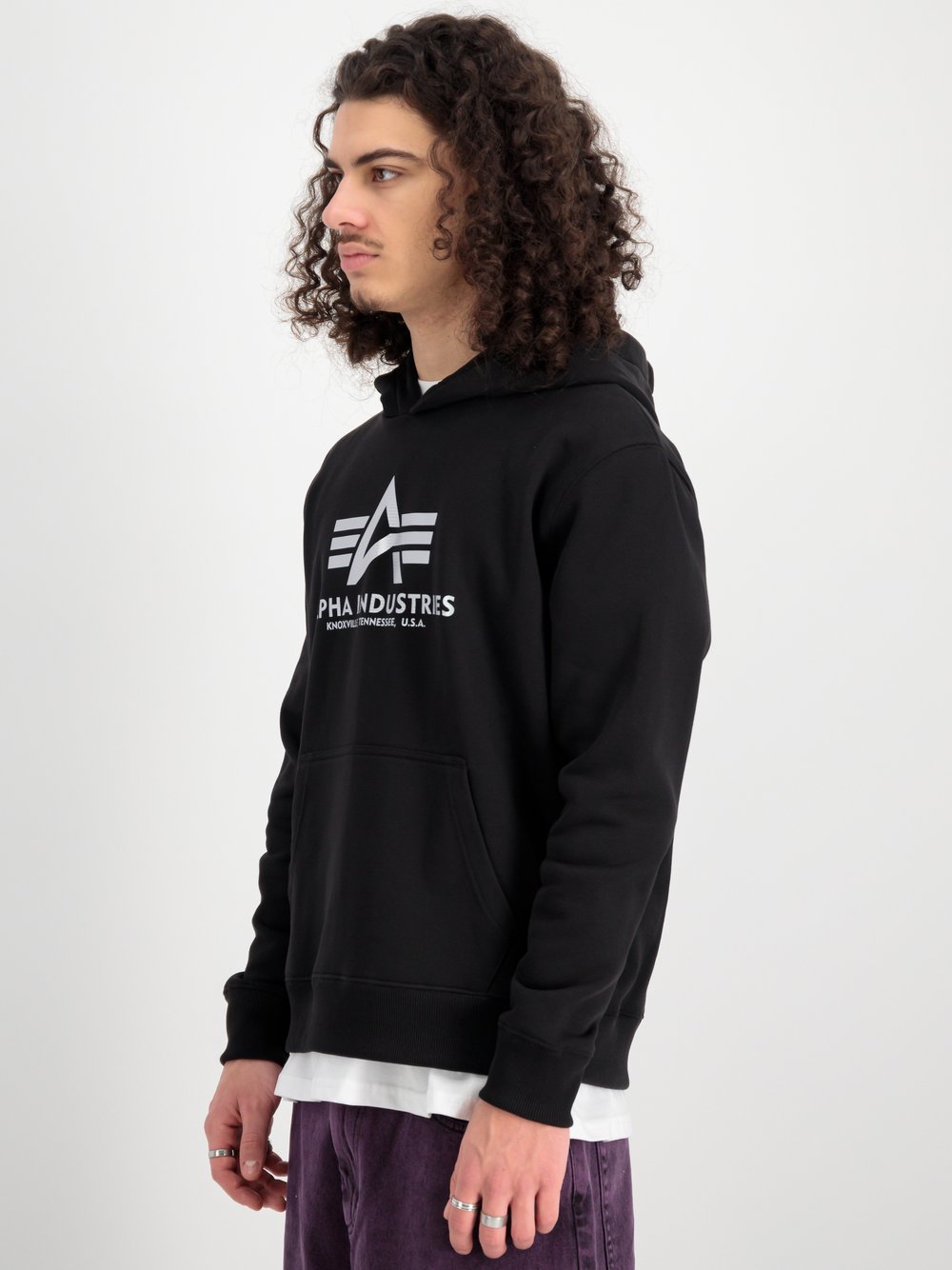 Thumbnail - Alpha Industries Kapuzensweatshirt Herren Baumwolle schwarz bedruckt, XL