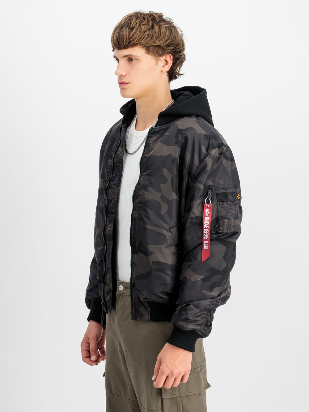 Alpha Industries Bomberjacke Herren schwarz gemustert, L