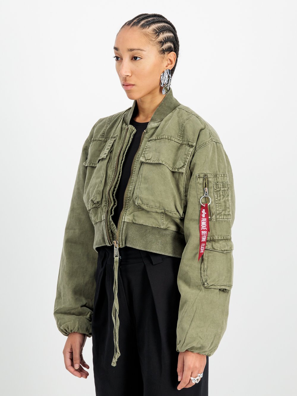 Alpha Industries Bomberjacke Damen Baumwolle grün, L