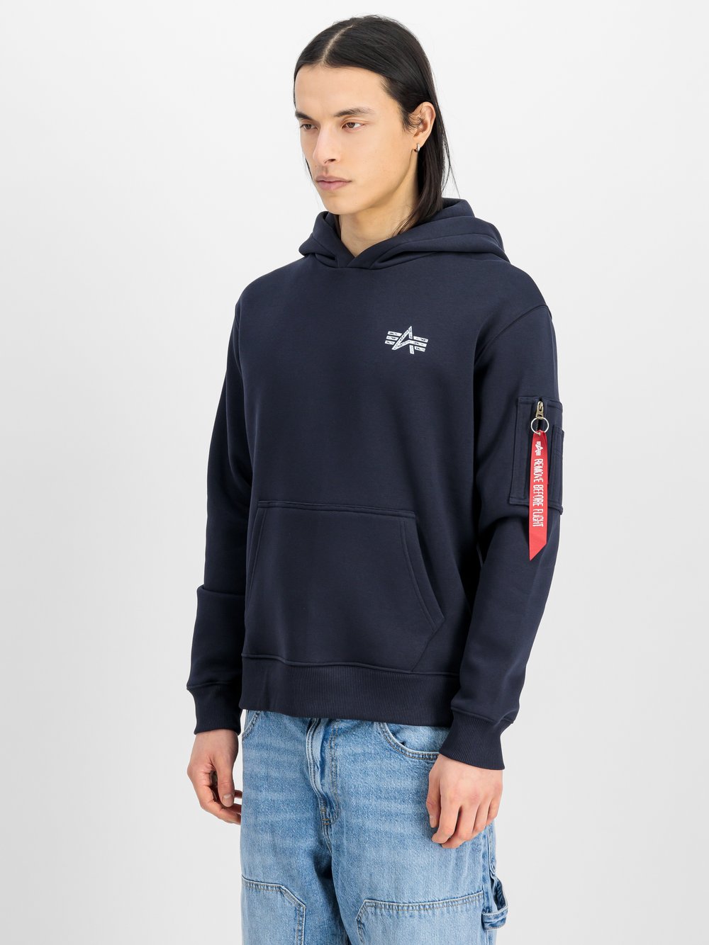 Alpha Industries Kapuzensweatshirt Herren blau bedruckt, L