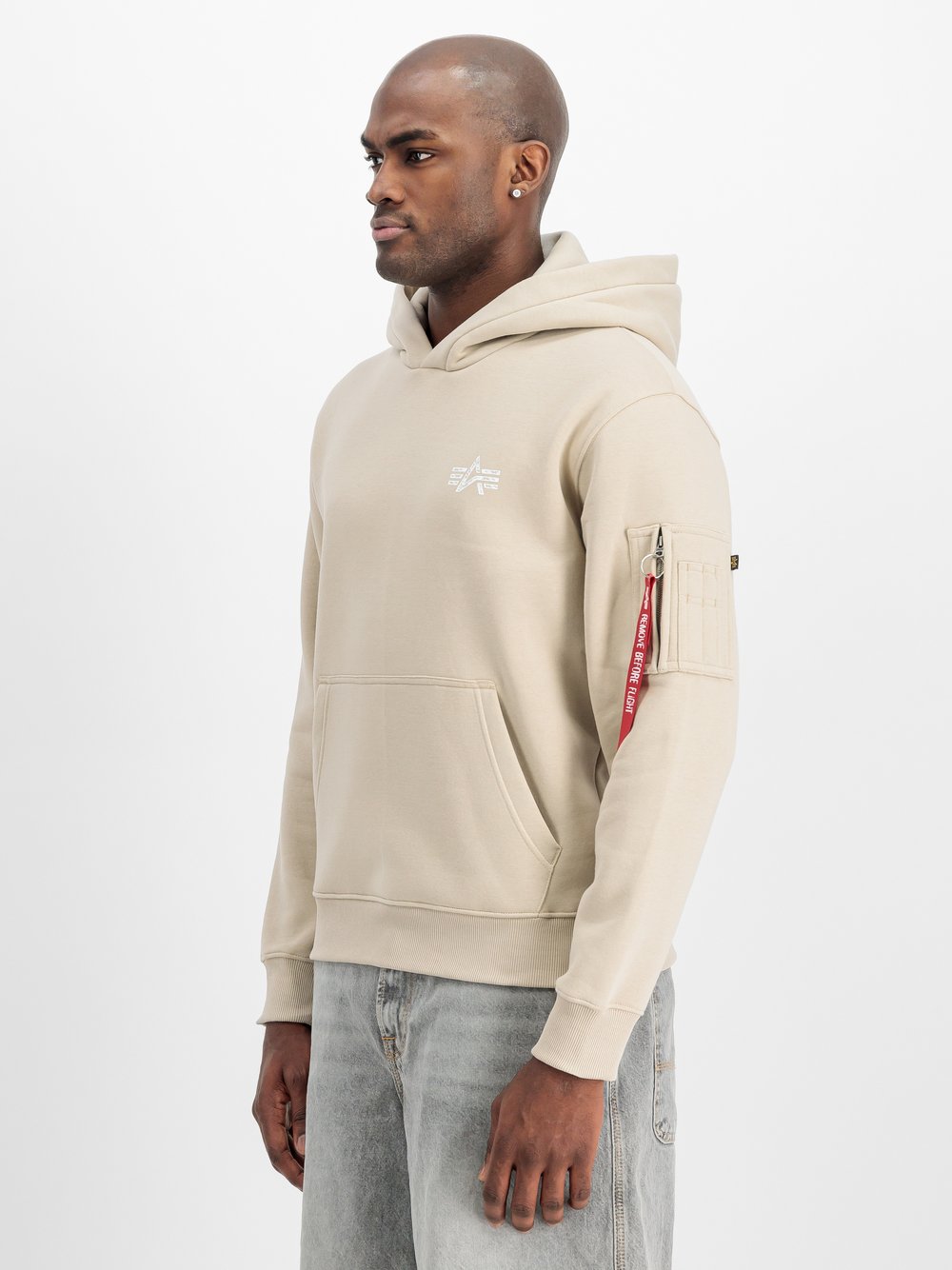 Alpha Industries Kapuzensweatshirt Herren Baumwolle beige bedruckt, XXL