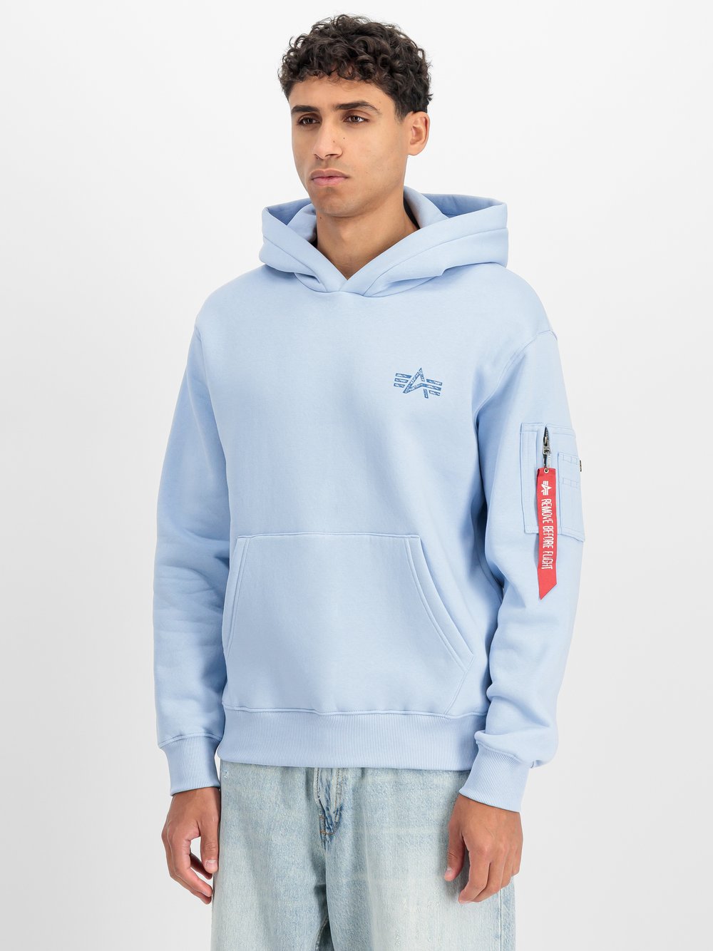 Alpha Industries Kapuzensweatshirt Herren Baumwolle blau bedruckt, L