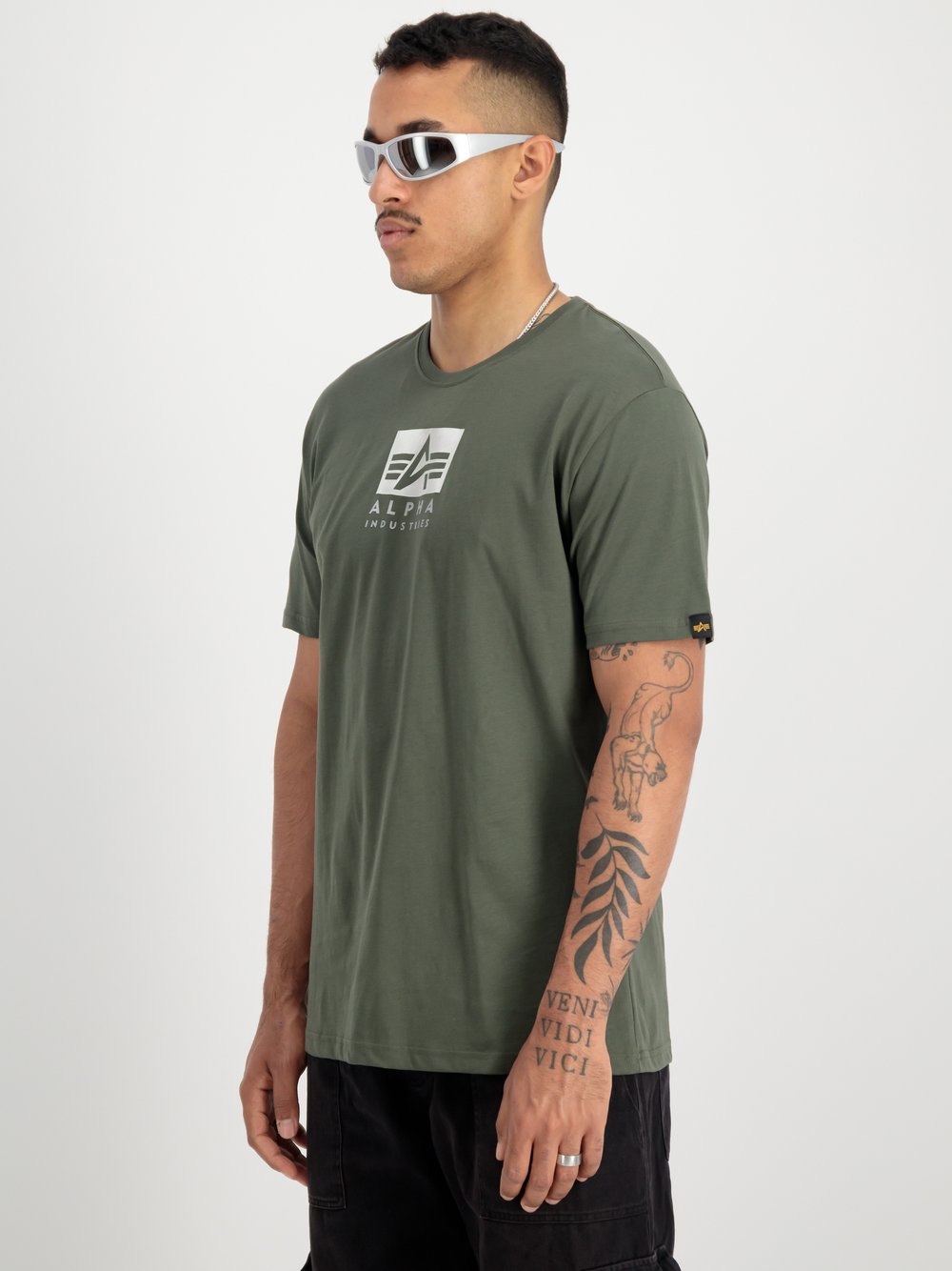 Thumbnail - Alpha Industries T-Shirt Herren Baumwolle grün, S