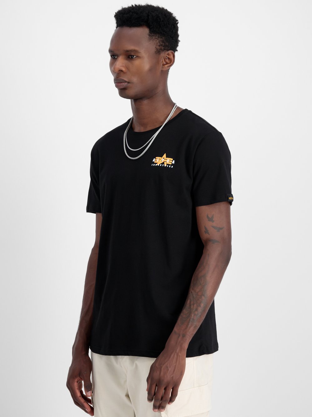 Alpha Industries T-Shirt Herren Baumwolle schwarz bedruckt, M
