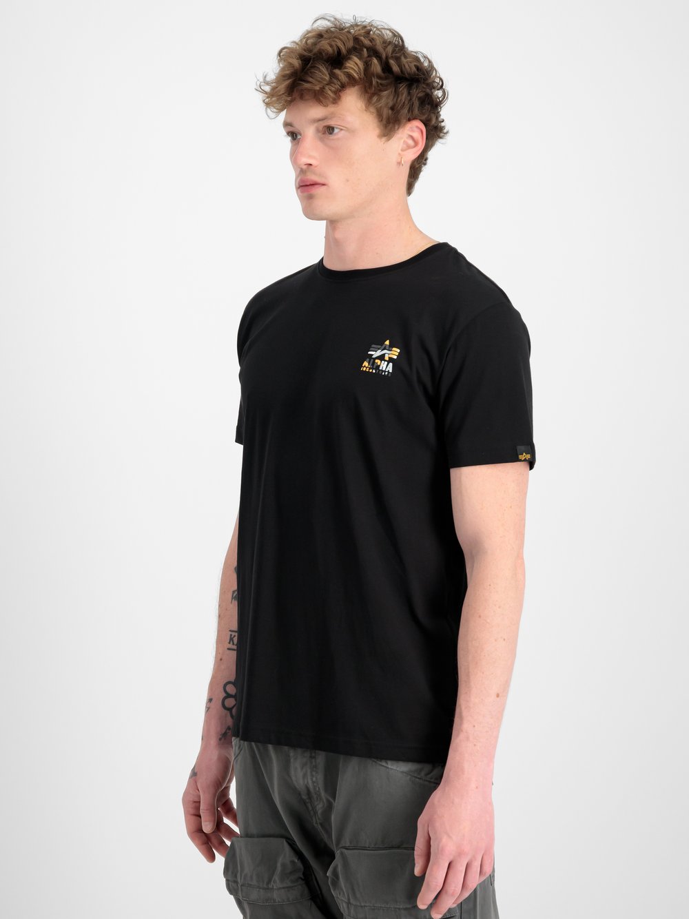 Alpha Industries T-Shirt Herren Baumwolle schwarz bedruckt, XS