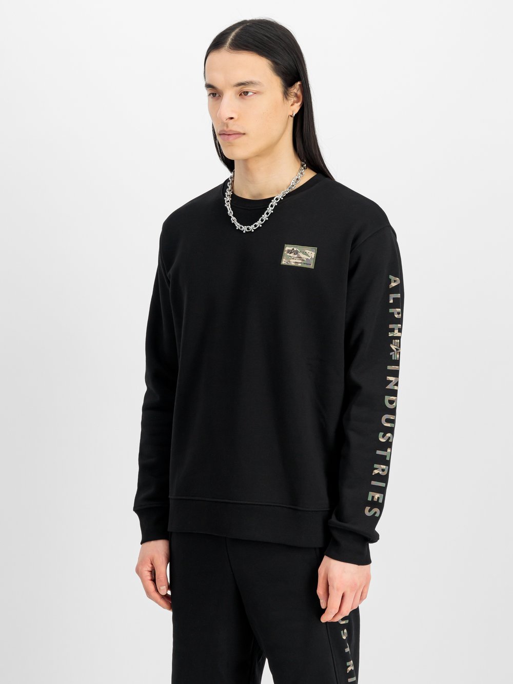 Alpha Industries Sweatshirt Herren Baumwolle schwarz bedruckt, XXXL