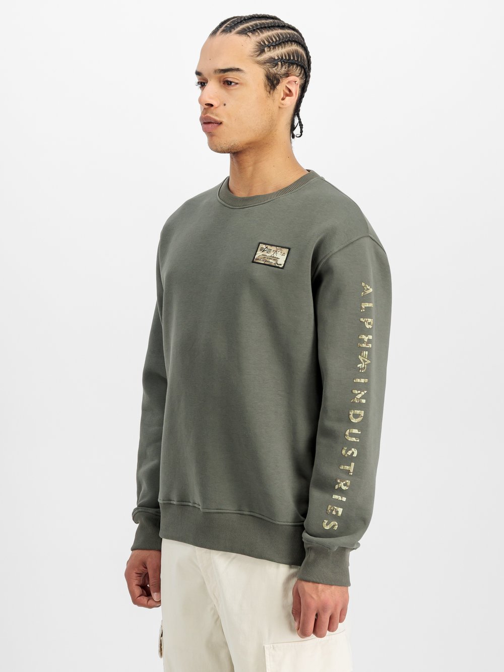 Alpha Industries Sweatshirt Herren Baumwolle grün bedruckt, XXL