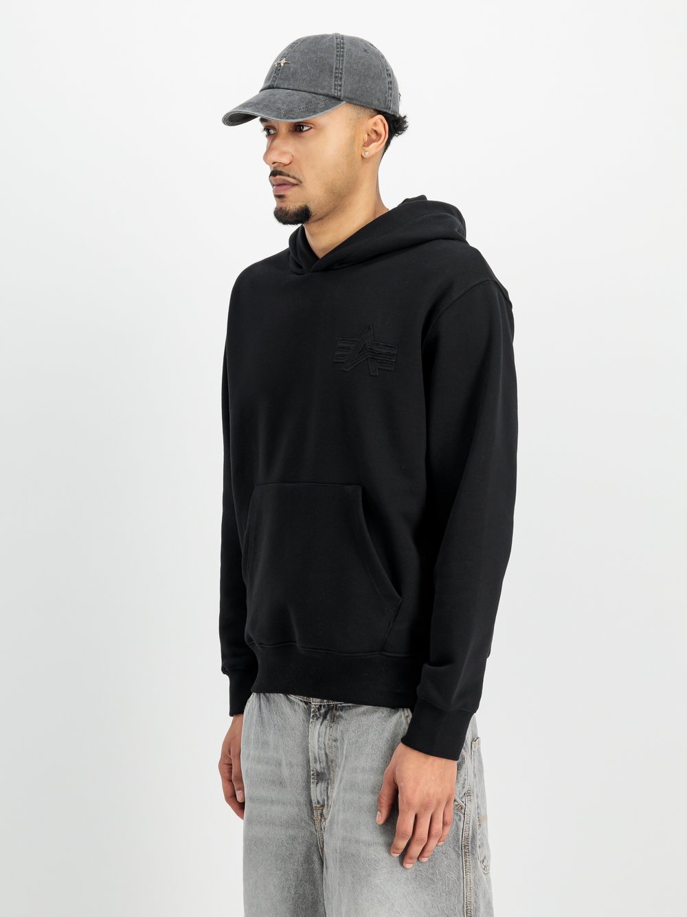 Alpha Industries Kapuzensweatshirt Herren Baumwolle schwarz bedruckt, XXL