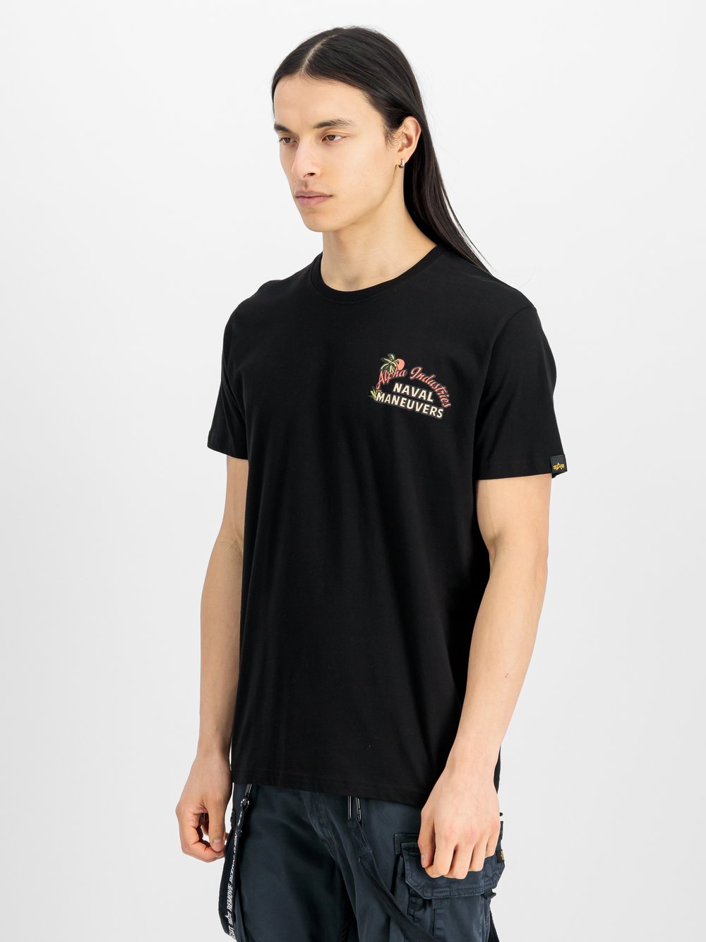 Alpha Industries T-Shirt Herren Baumwolle schwarz bedruckt, S