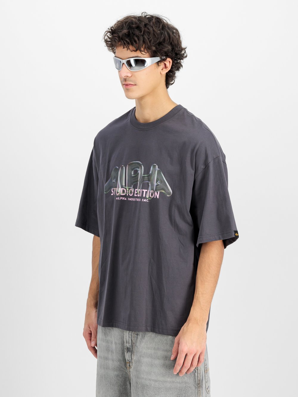 Alpha Industries T-Shirt Herren Baumwolle grau bedruckt, L