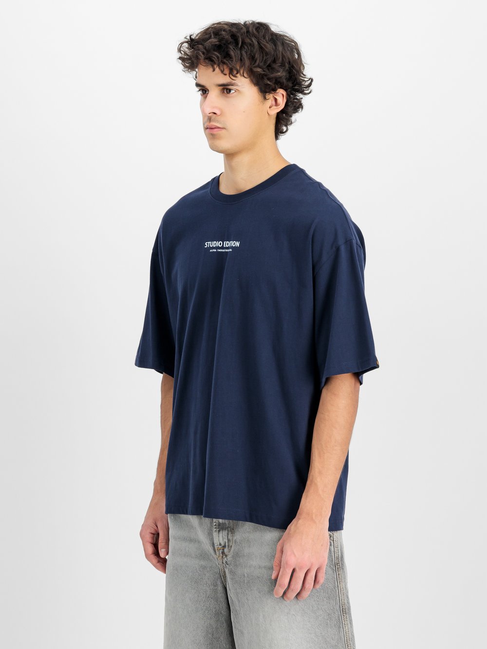 Alpha Industries T-Shirt Herren Baumwolle blau bedruckt, XS