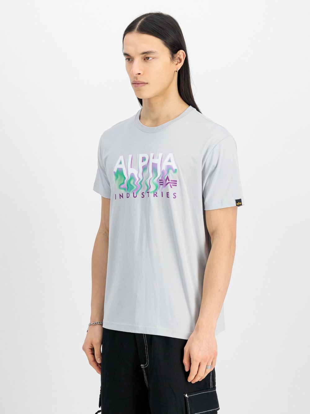 Alpha Industries T-Shirt Herren Baumwolle blau bedruckt, L