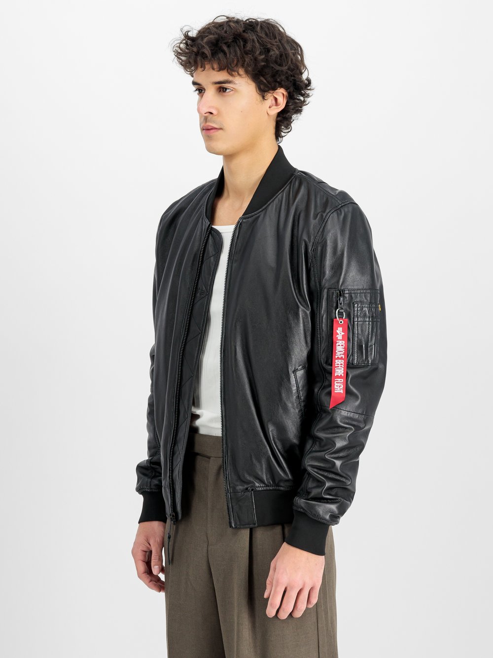 Alpha Industries Lederjacke Herren schwarz, M