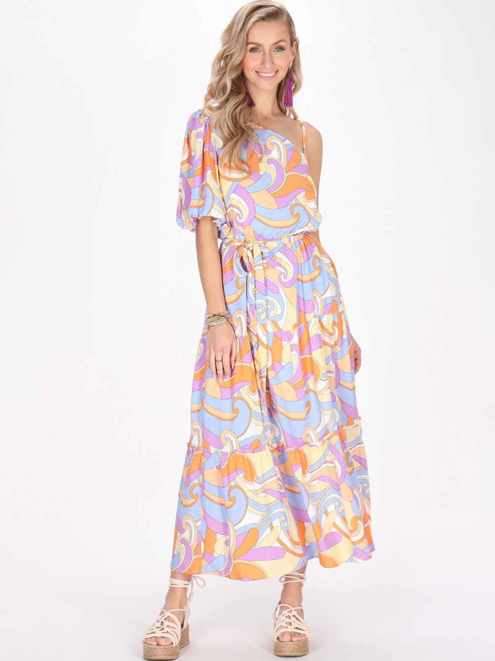 IZIA Kleid Damen Viskose mehrfarbig gemustert, S