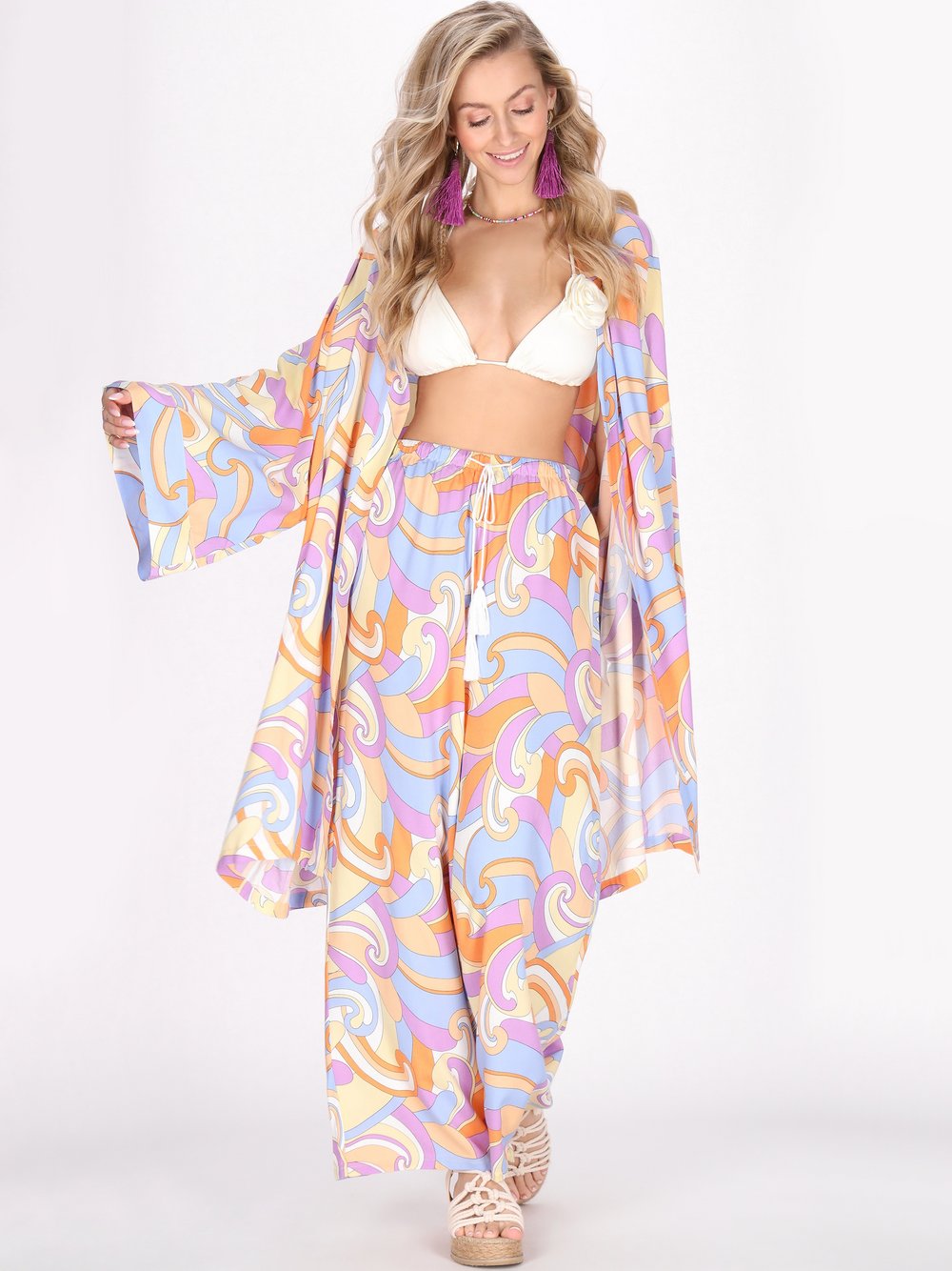 IZIA Hose Damen Viskose mehrfarbig gemustert, S