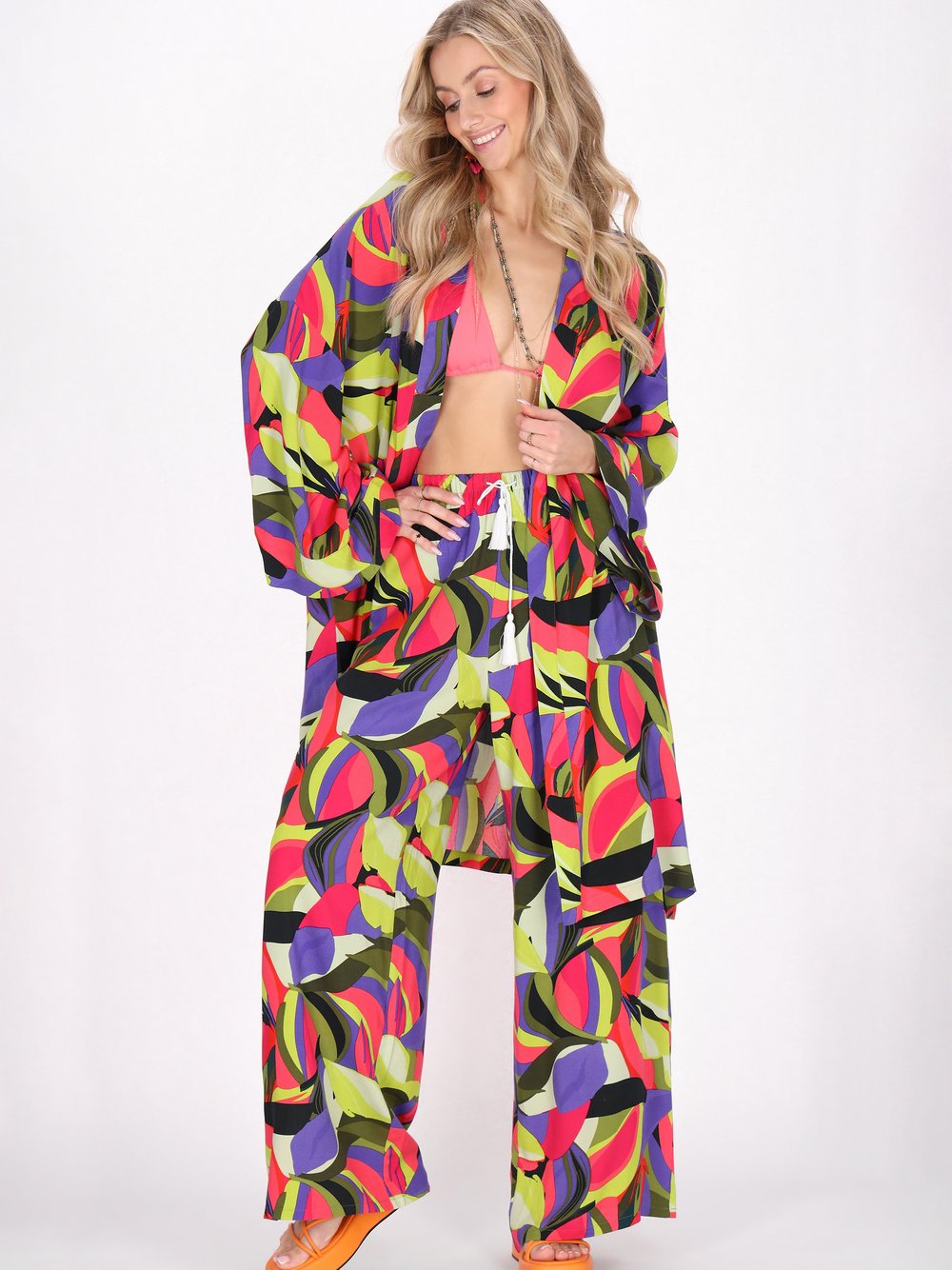 IZIA Hose Damen Viskose mehrfarbig gemustert, L