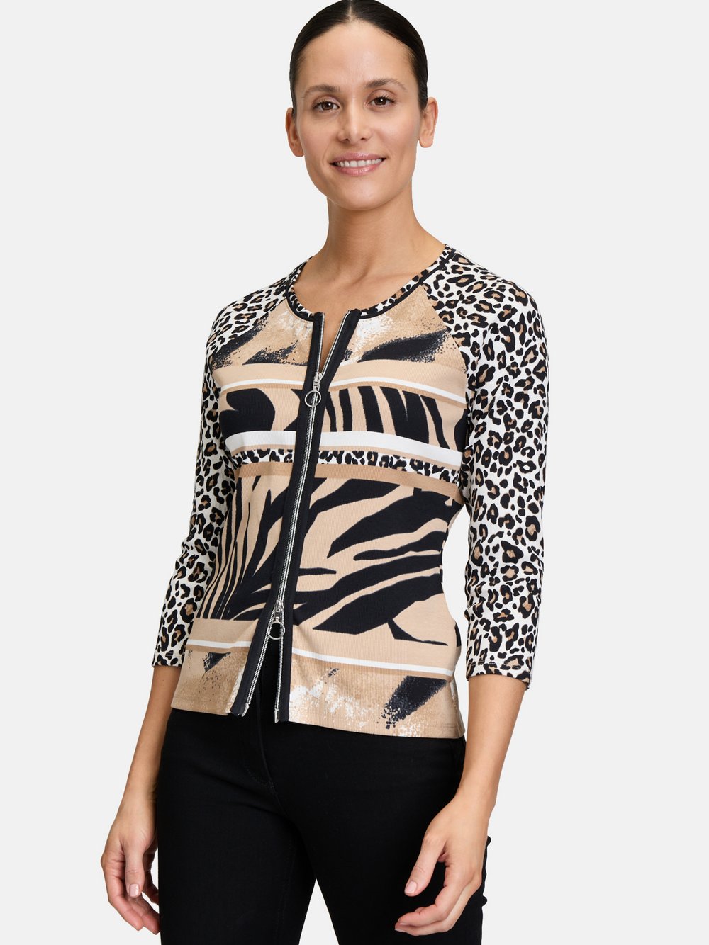 Betty Barclay Shirtjacke Damen Baumwolle braun gemustert, 36