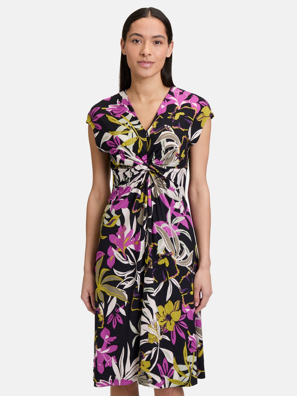 Betty Barclay Jerseykleid Damen Viskose schwarz gemustert, 46
