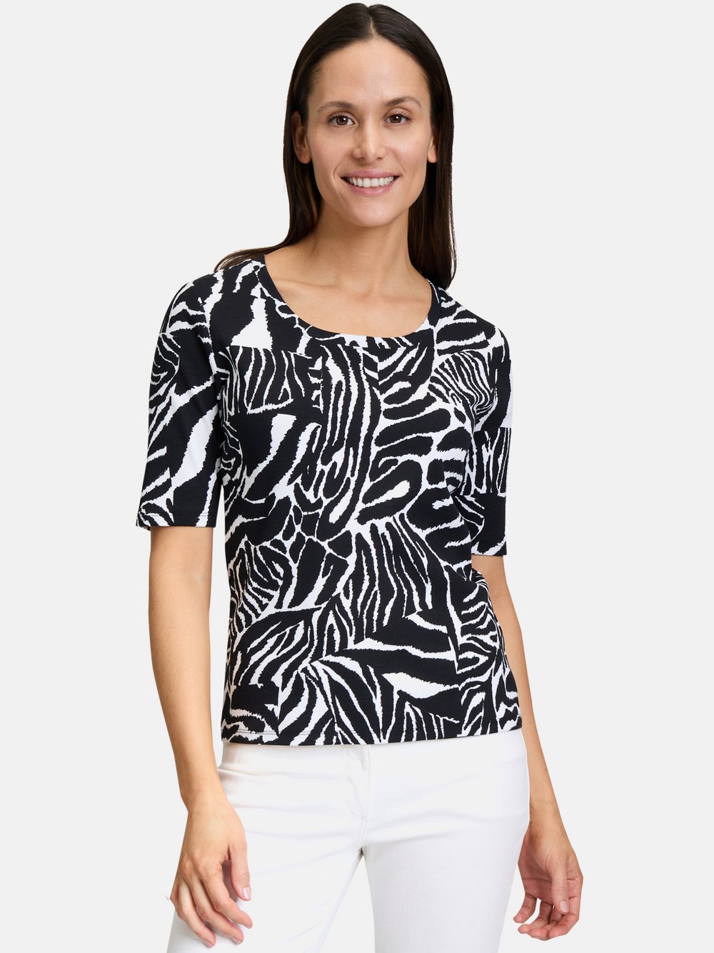 Thumbnail - Betty Barclay Basic Shirt Damen Baumwolle schwarz gemustert, 40