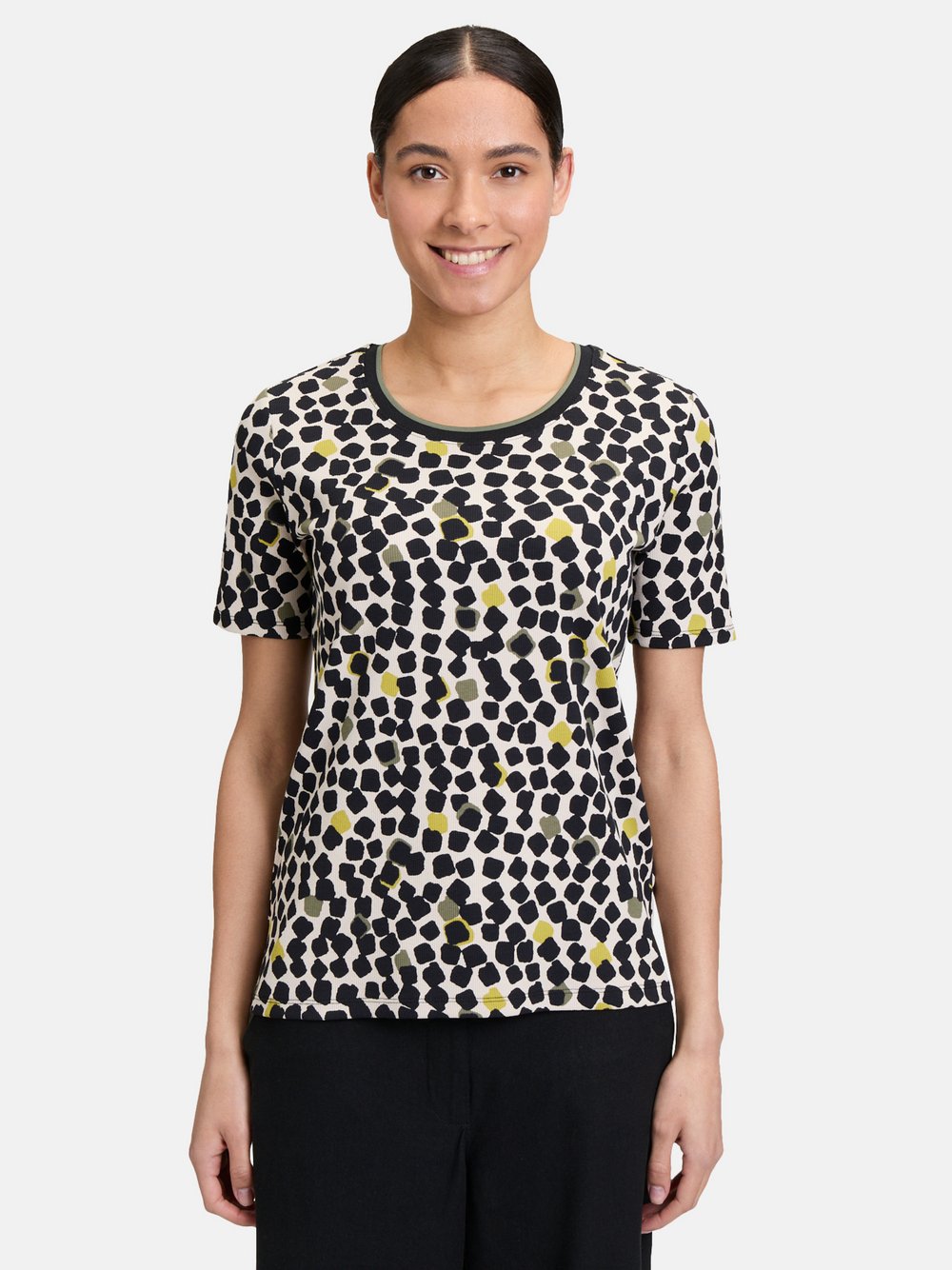 Betty Barclay Basic Shirt Damen Baumwolle beige gepunktet, 36