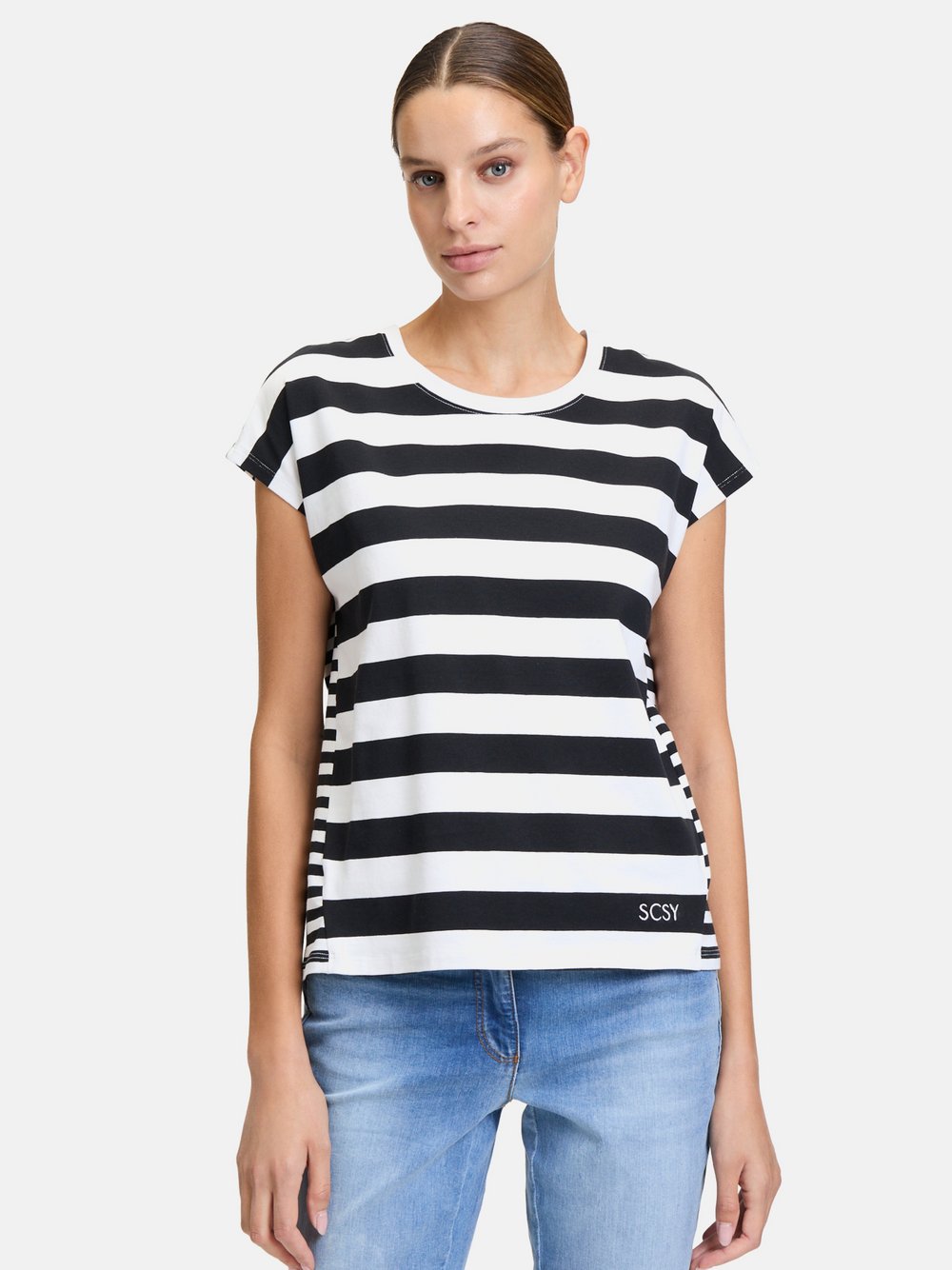 Betty Barclay Basic Shirt Damen Baumwolle weiß gestreift, 44