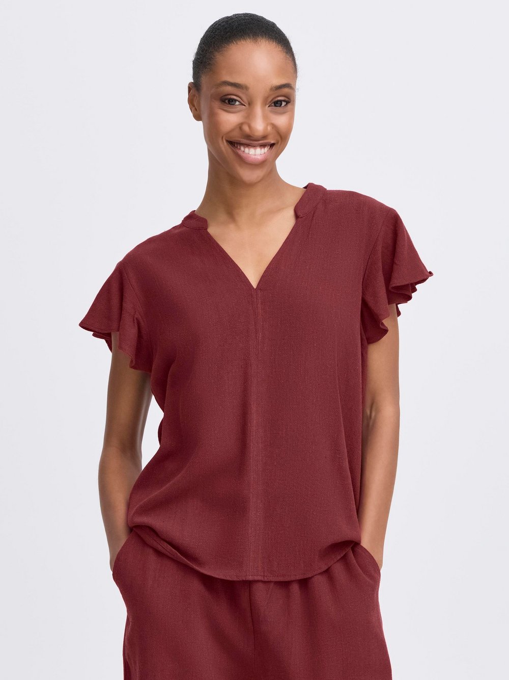 B.Young Kurzarmbluse Damen Viskose rot, 36