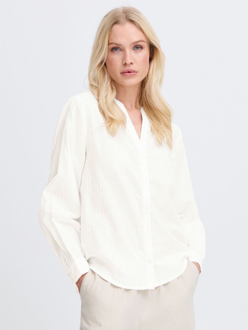 Thumbnail - B.Young Hemdbluse Damen Baumwolle weiß, 36