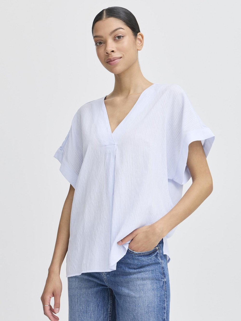 B.Young Kurzarmbluse Damen blau, 40