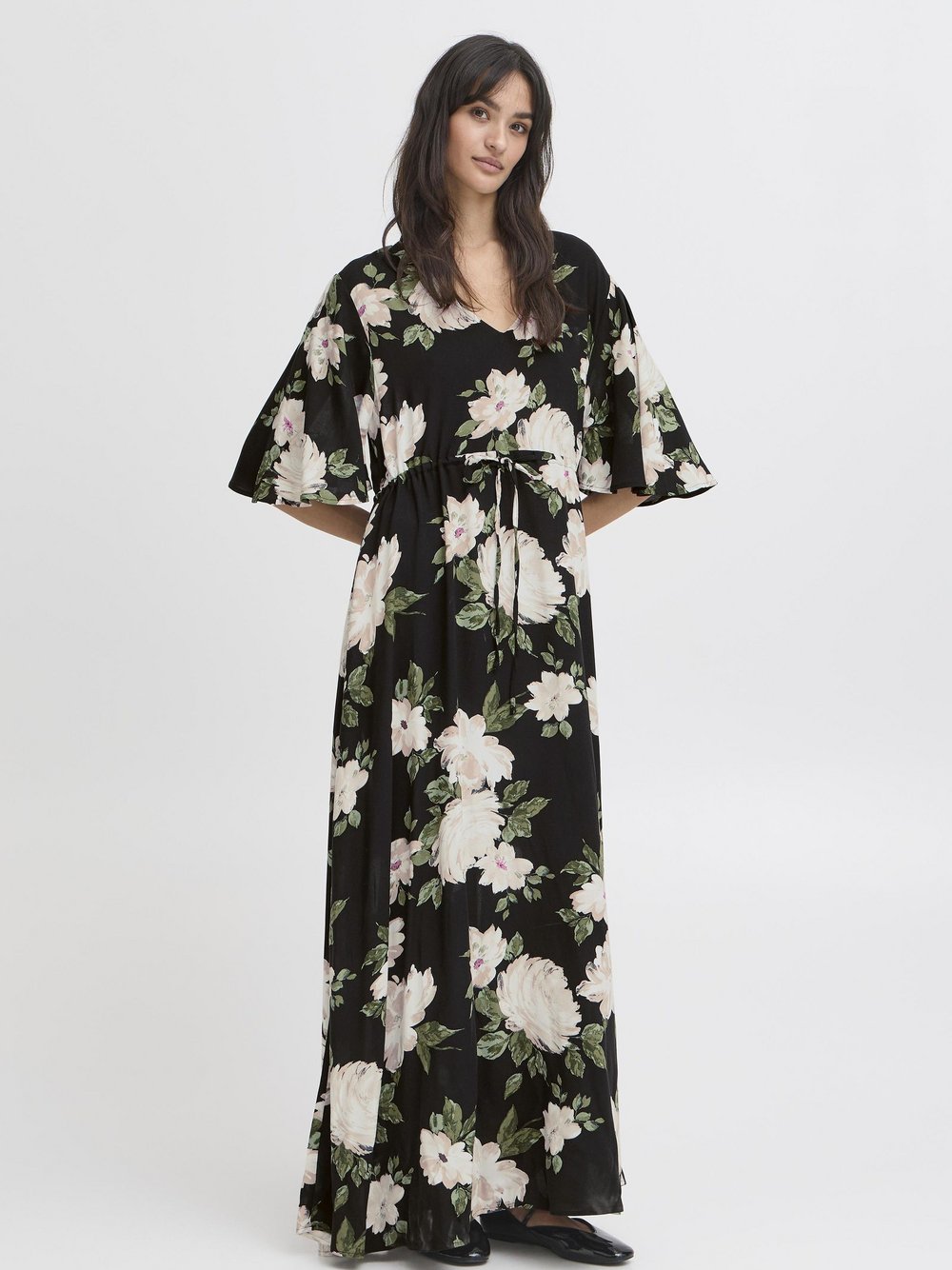 B.Young Maxikleid Damen Viskose schwarz gemustert, 34
