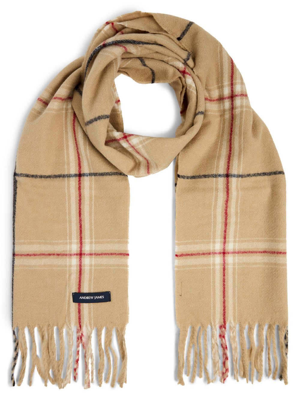 Andrew James Schal Herren beige kariert, ONE SIZE