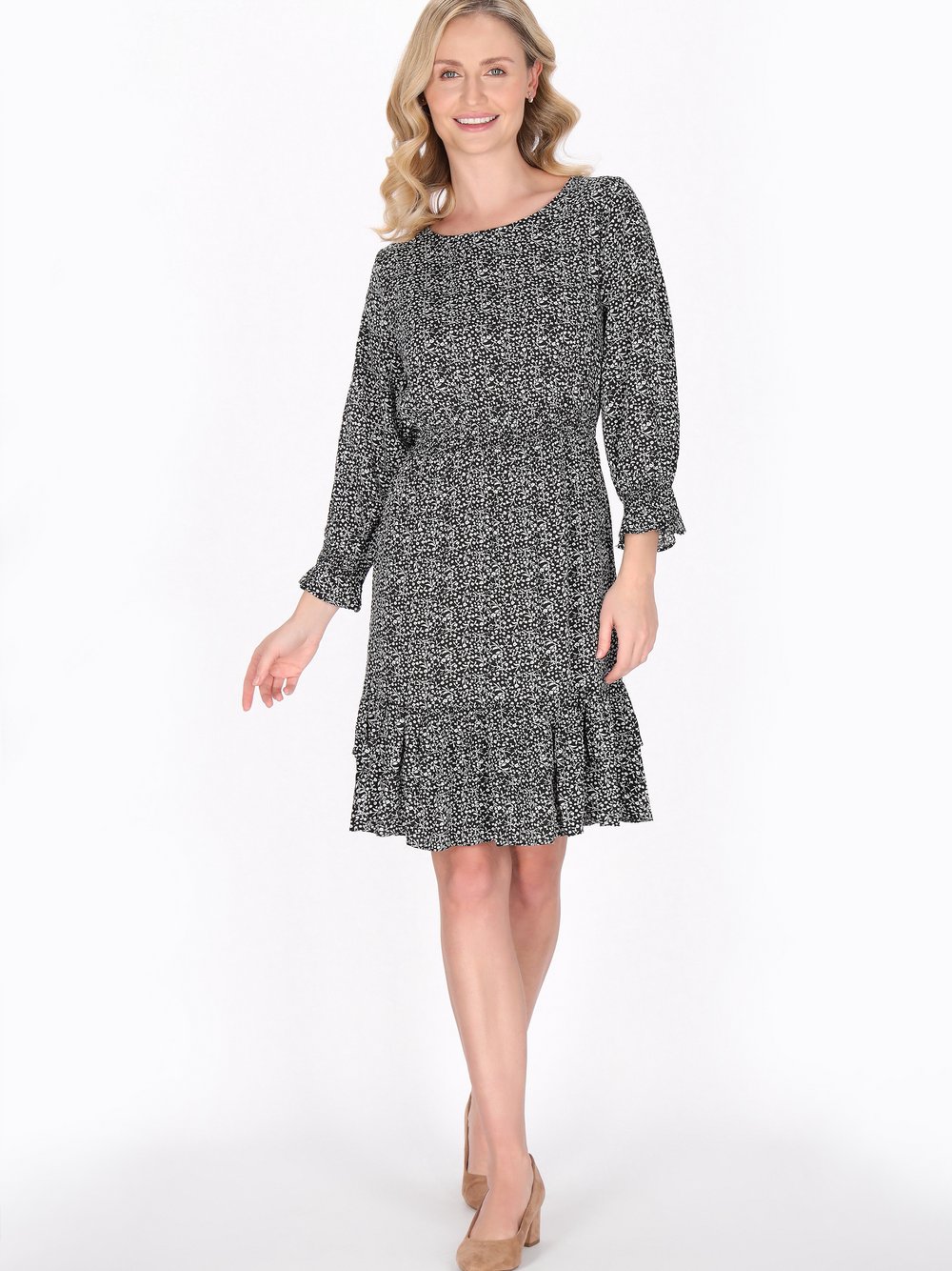 Thumbnail - Usha Kleid Damen Viskose schwarz bedruckt, L