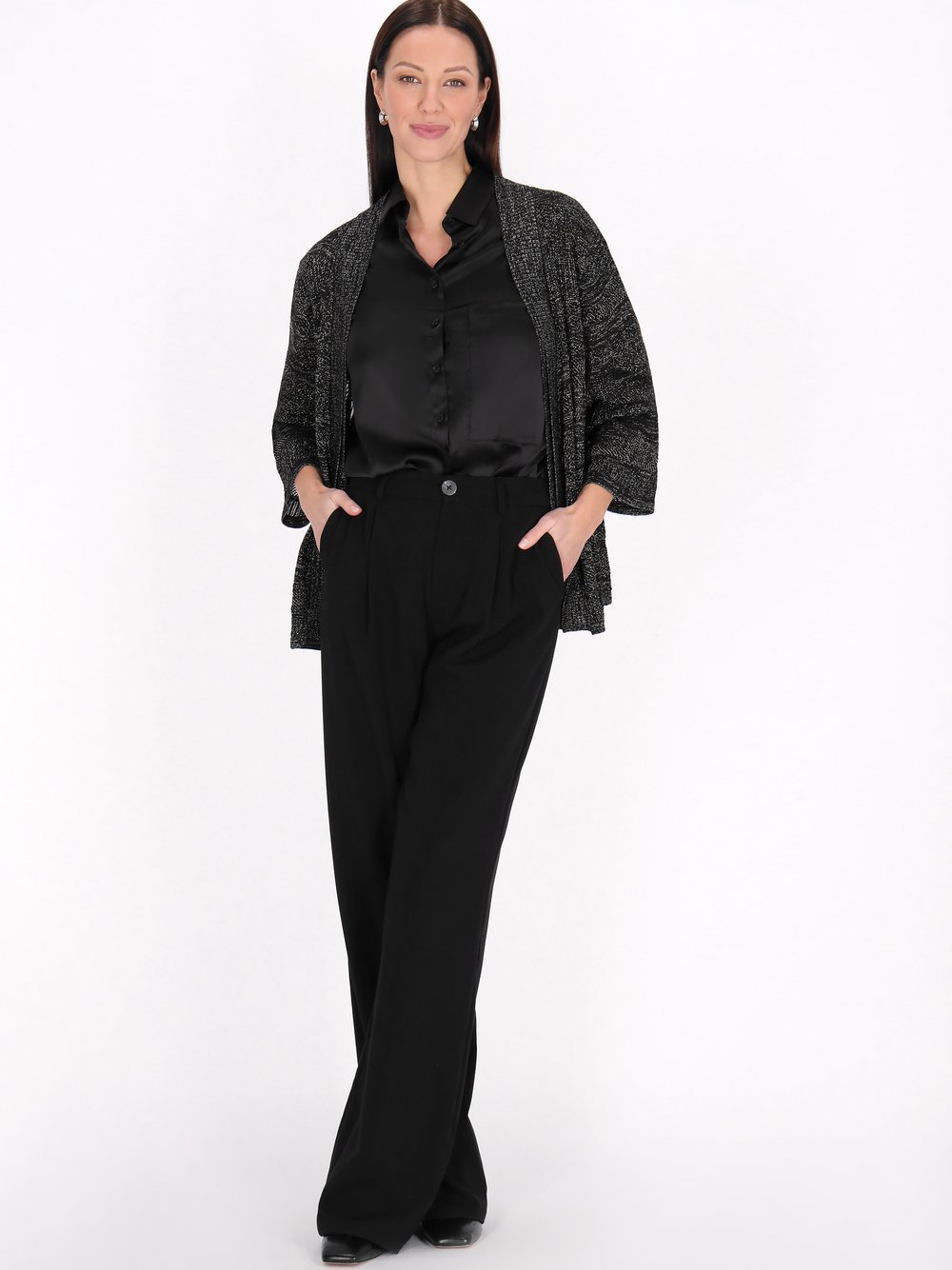 Usha Strickjacke Damen Viskose schwarz gemustert, S